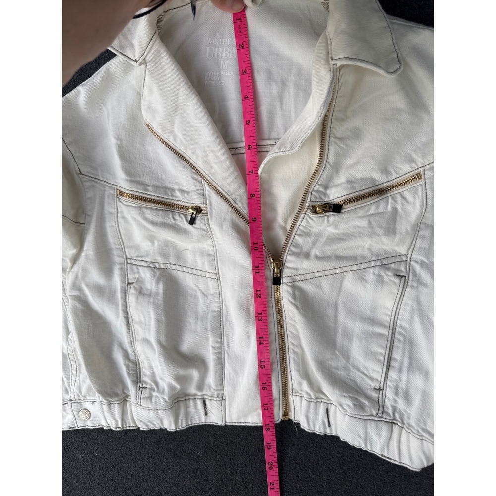 We The Free Urban Outfitters White Denim Cropped Zip Jacket OB1653817 Medium - Picture 4 of 7